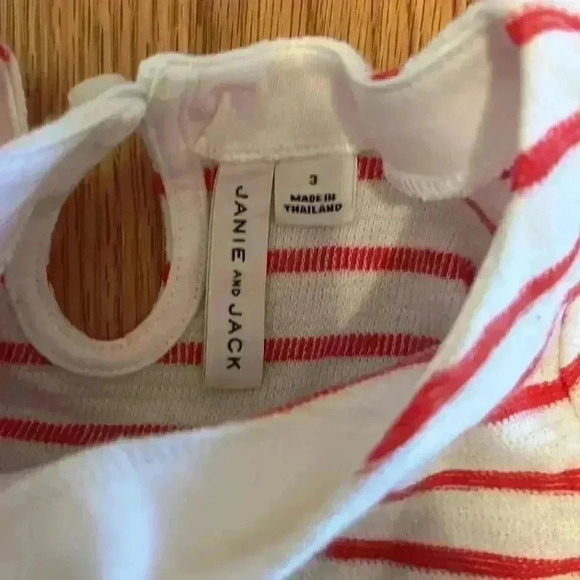 Janie and Jack Amour Red and White Striped Terry Top - Picture 2 of 3
